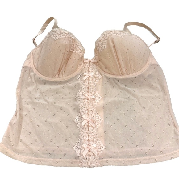 Rampage Sexy Lacy Pink Underwire Sheer Corset Bra Top with Bows; 36C NWOT - Picture 7 of 11